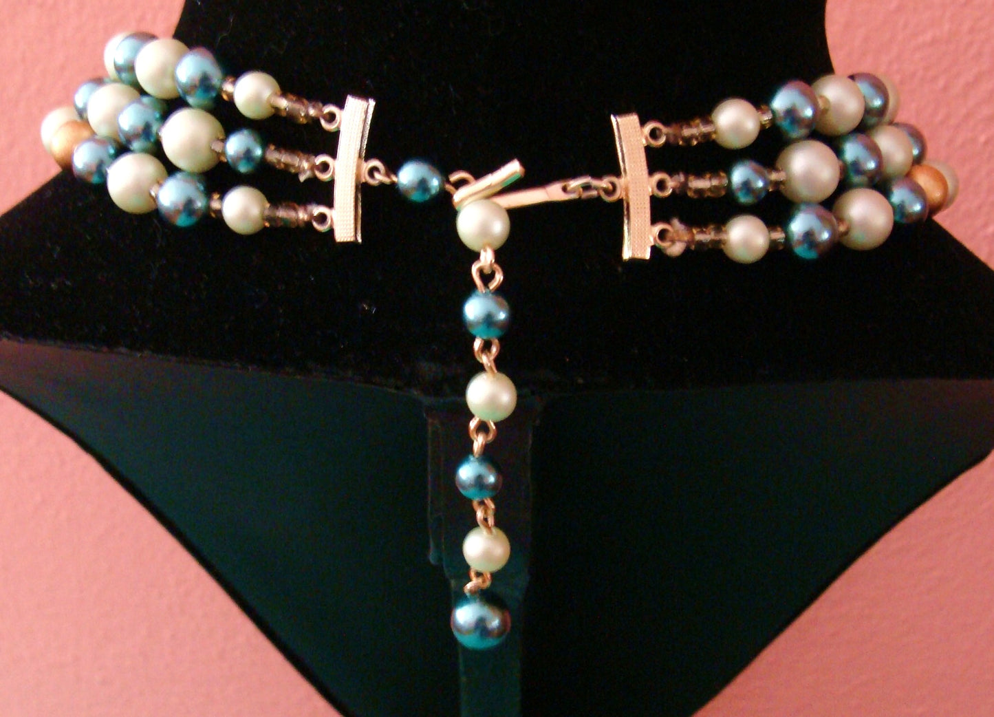 Vintage Japan 3 Strand Faux Pearl Necklace