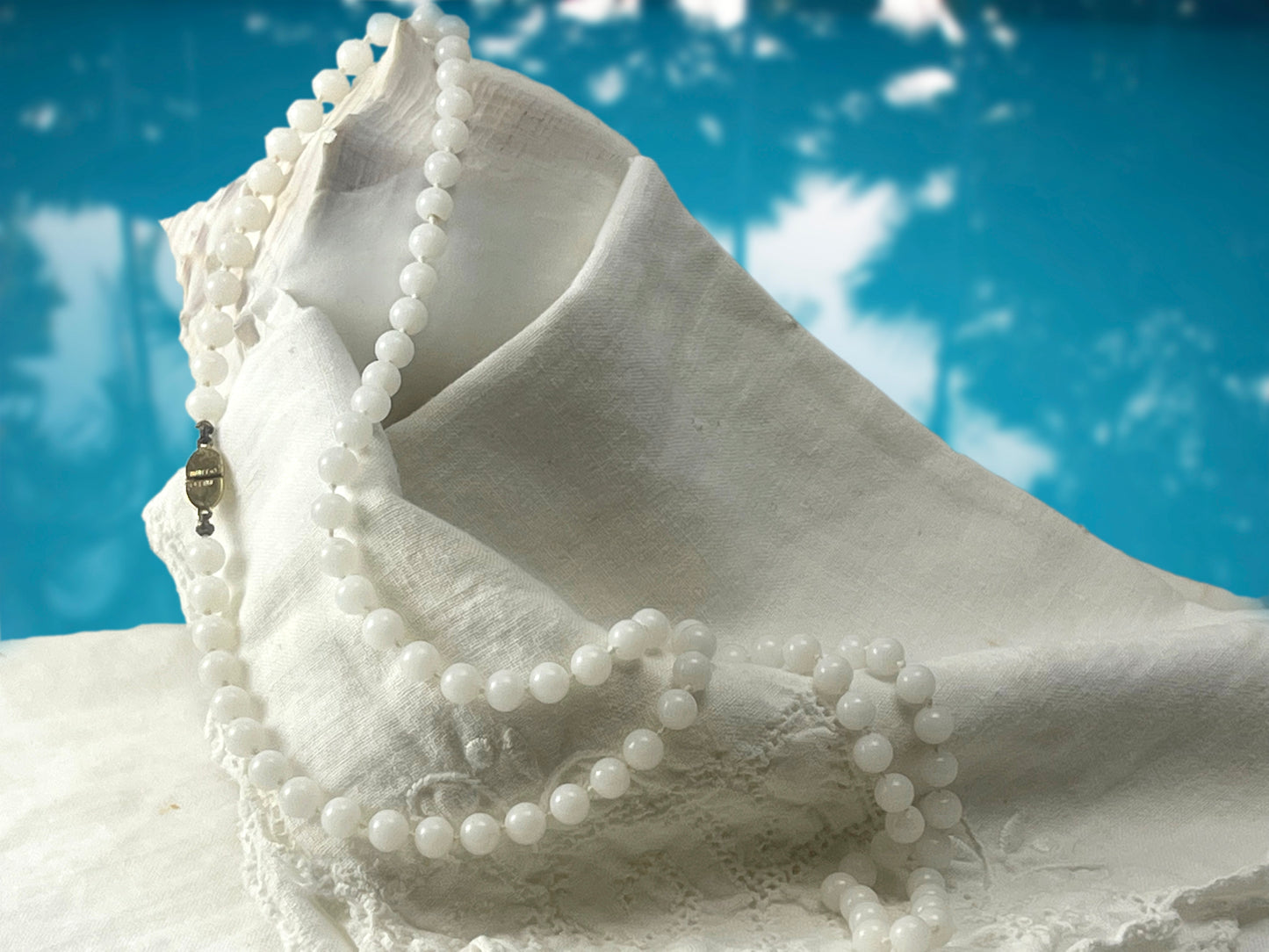 Vintage Monet Milk Glass Necklace