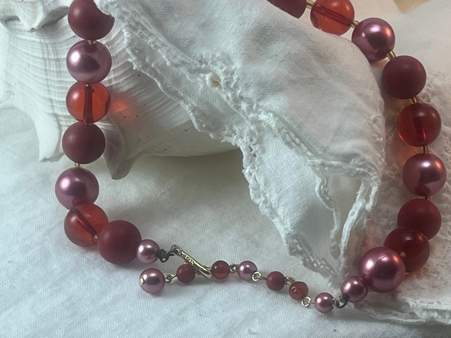 Vintage Japan Lucite and Glass Beaded Choker