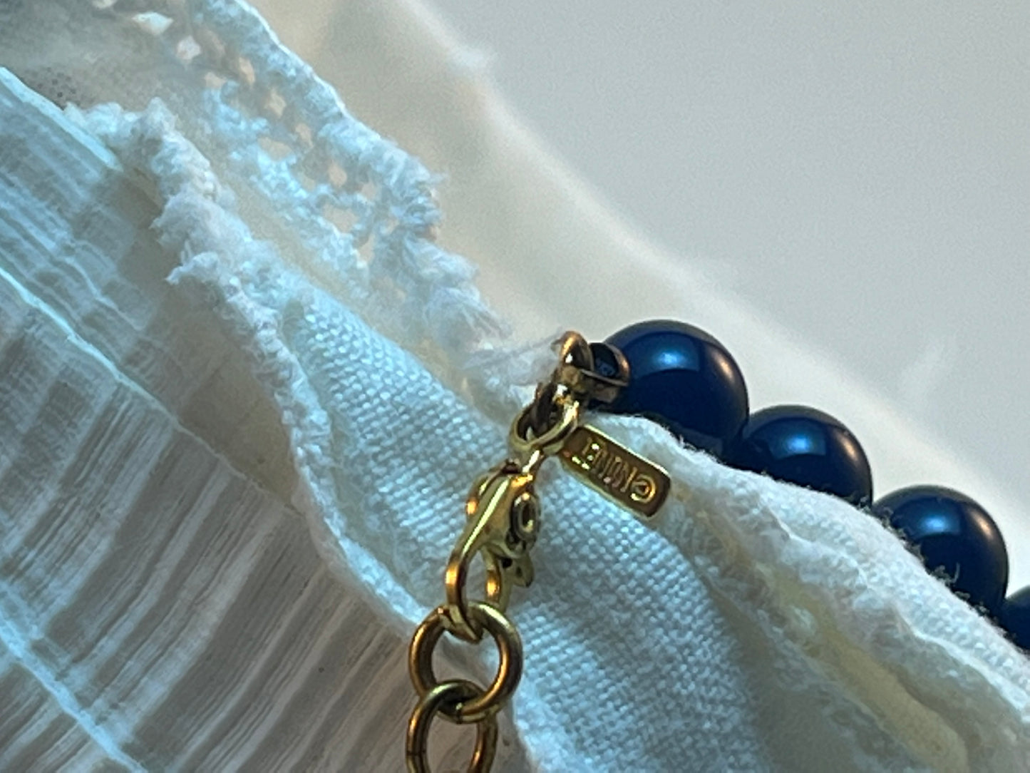 Vintage Monet Navy Blue Bead Necklace