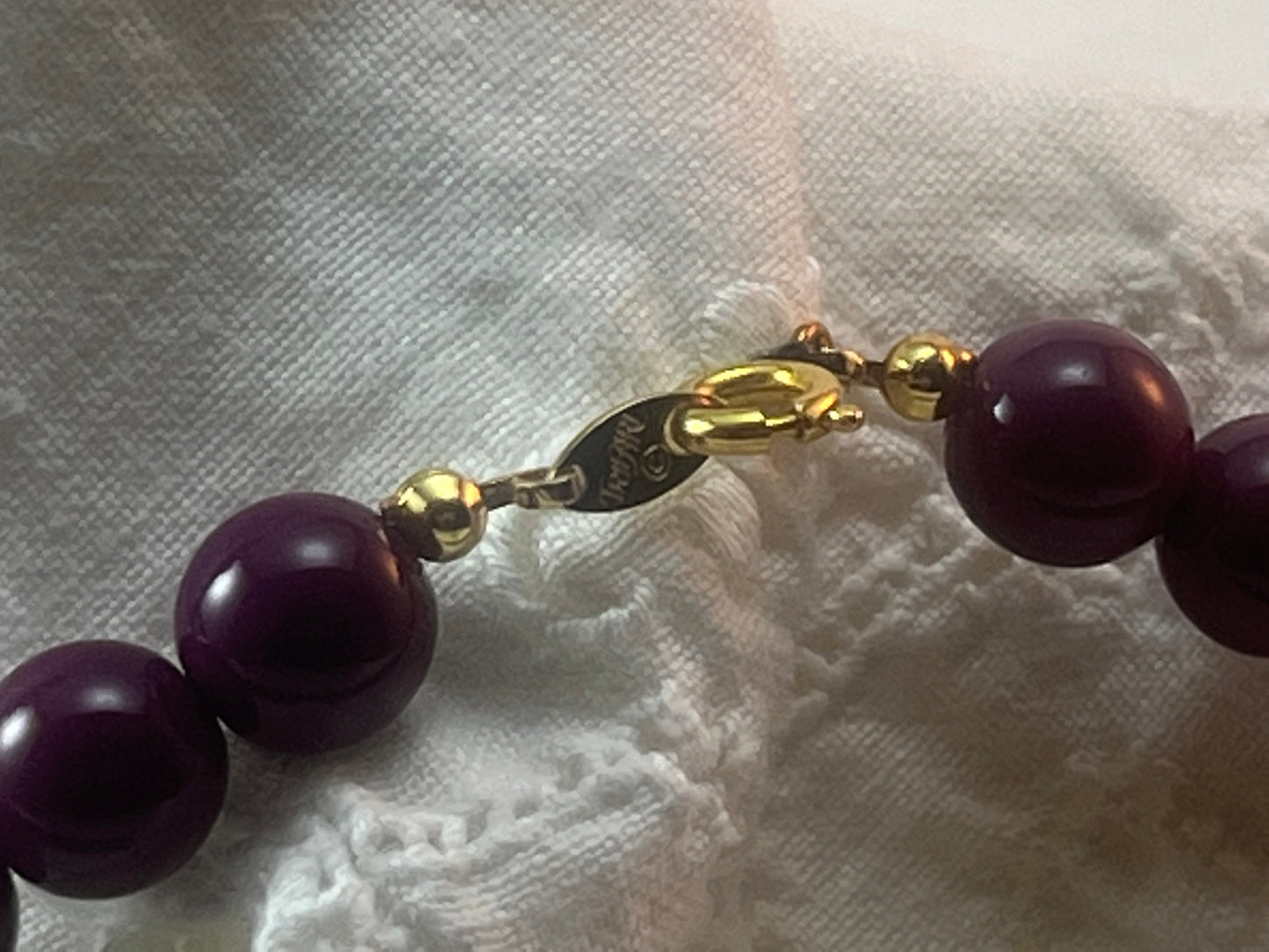 Vintage Trifari Ruby Red Beaded Necklace, 30"