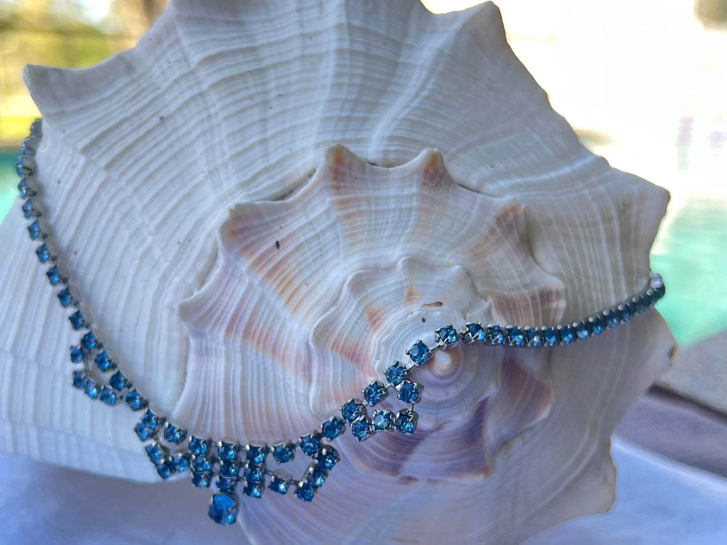 Vintage Light Blue Rhinestone Choker