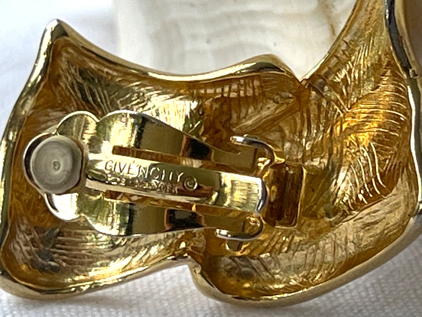1980's Vintage Givenchy Gold Tone Ribbon Earrings