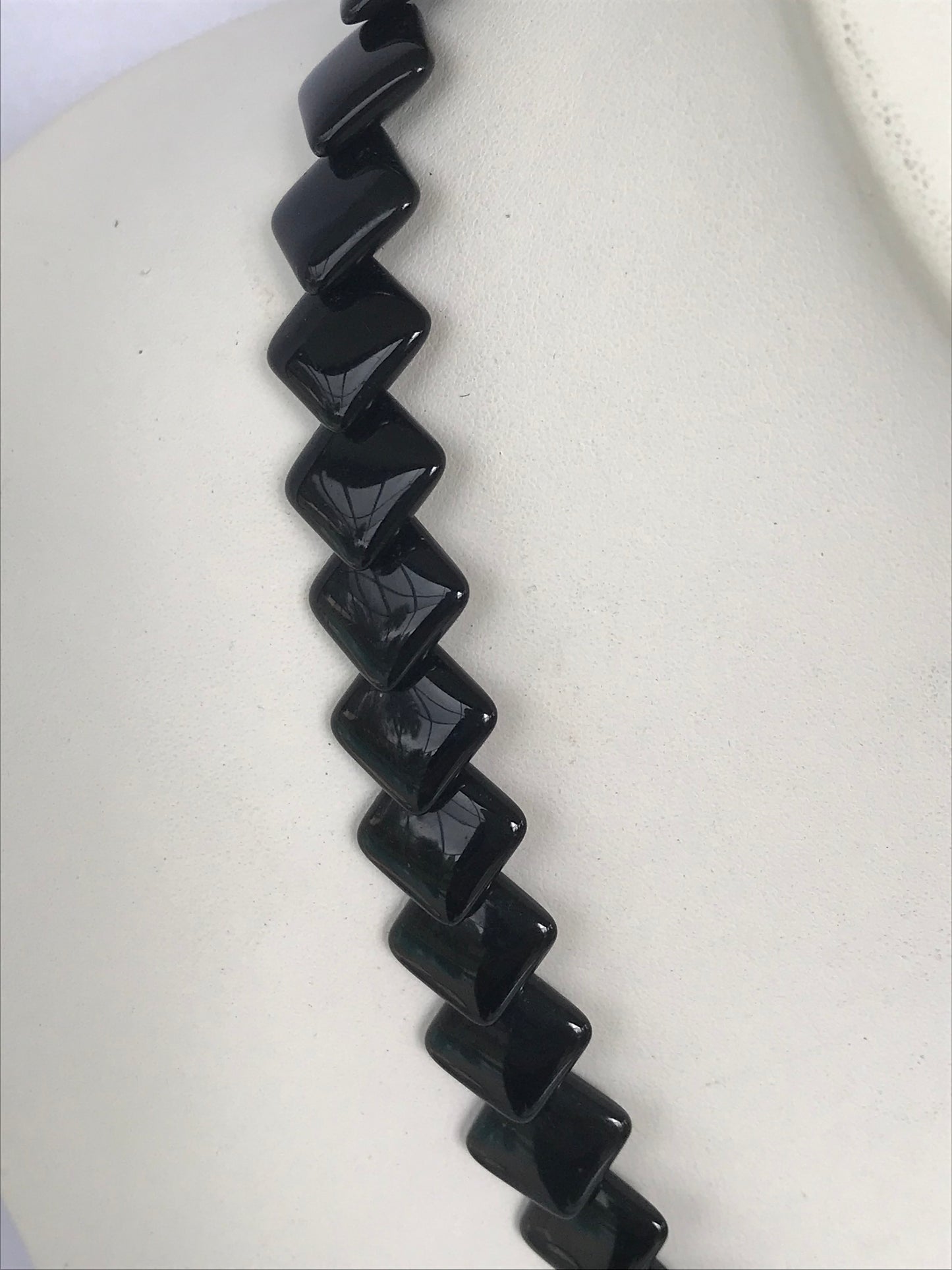 Trifari Vintage Black Thermoset Square Bead Necklace