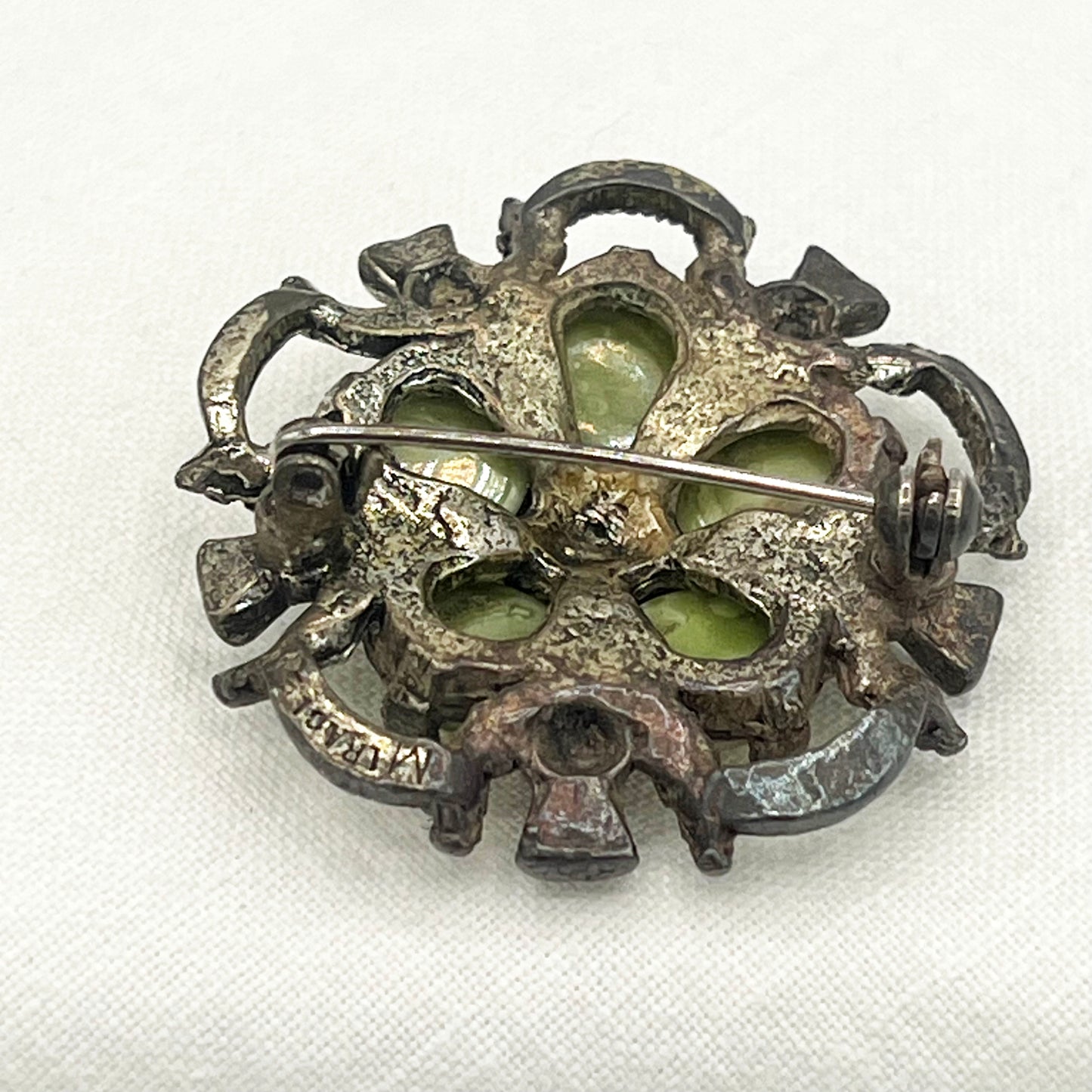 Vintage Miracle Green Agate Scottish Talisman Brooch