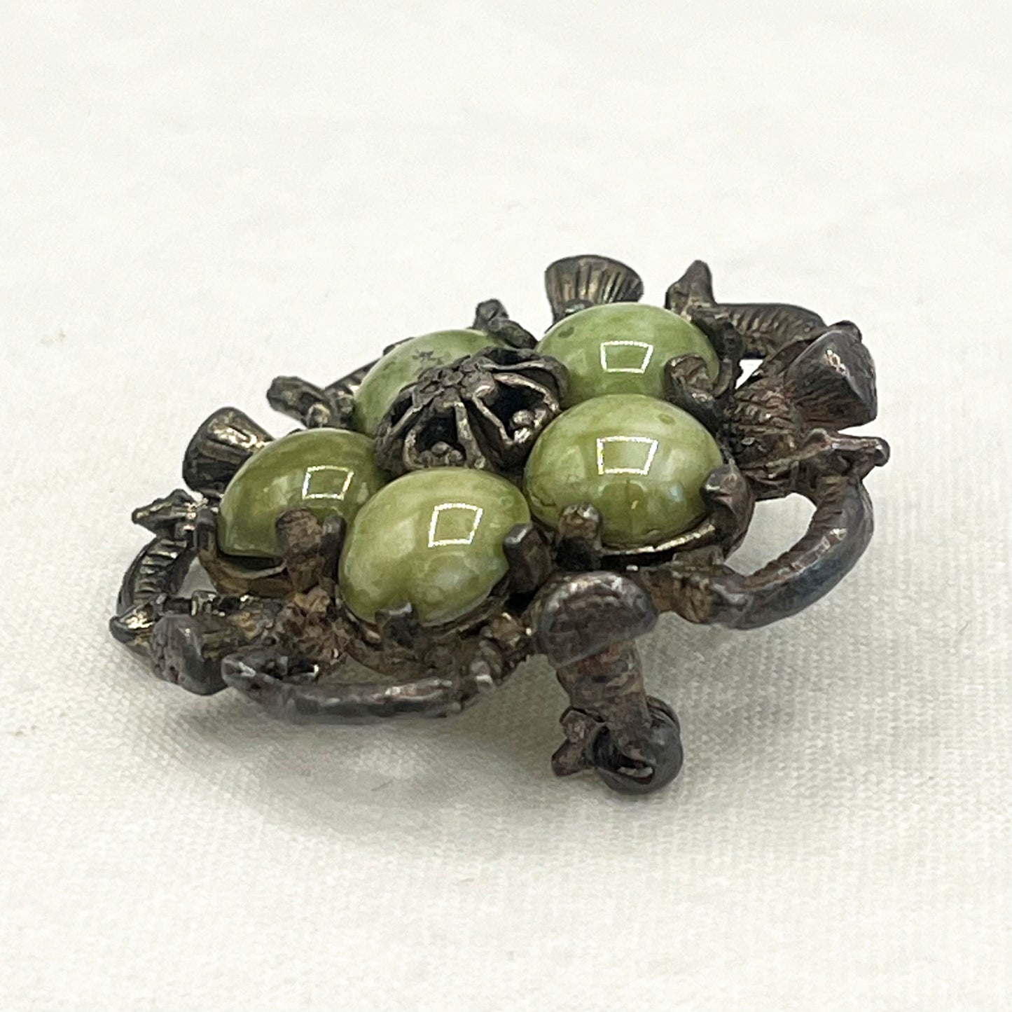 Vintage Miracle Green Agate Scottish Talisman Brooch