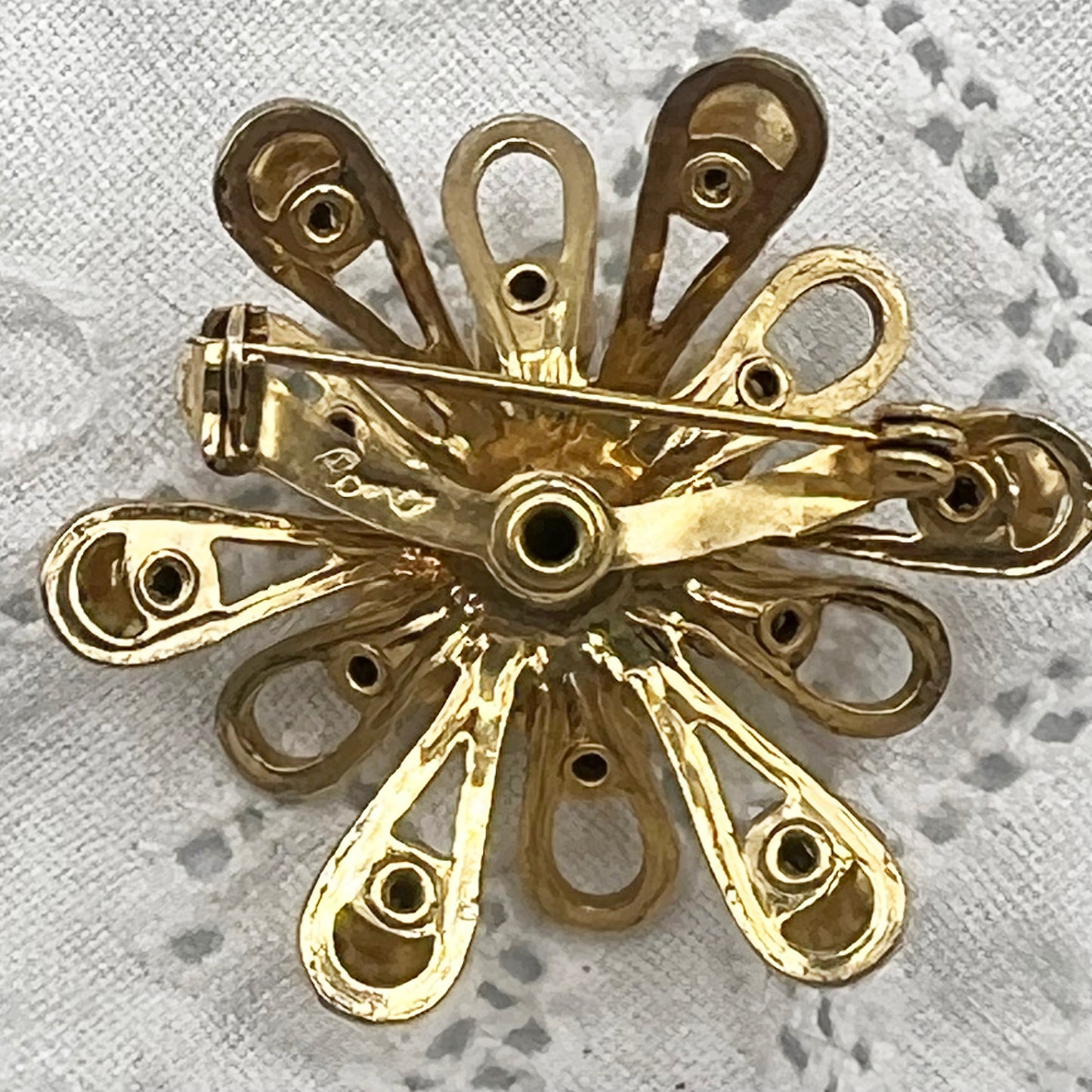 Coro Gold-Tone Brooch with Amber Rhinestones Pre 1955