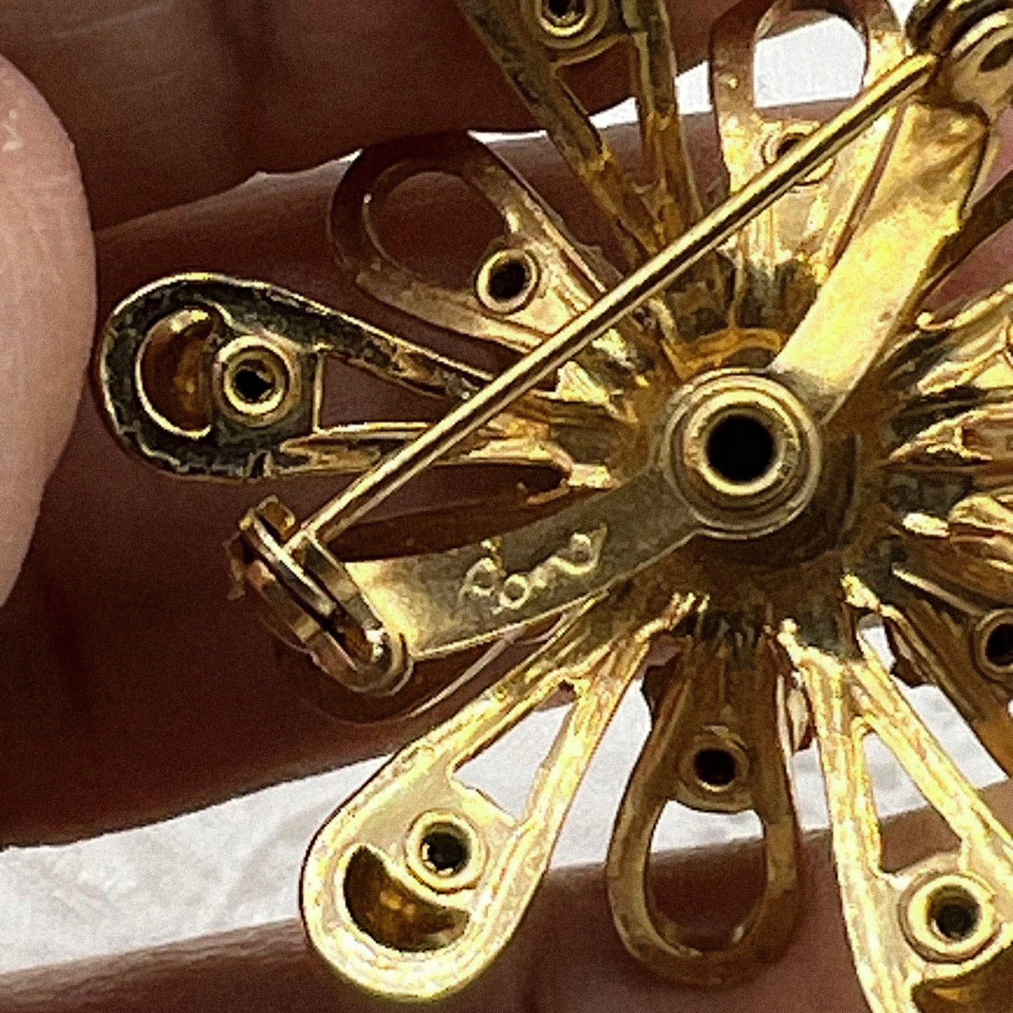 Coro Gold-Tone Brooch with Amber Rhinestones Pre 1955