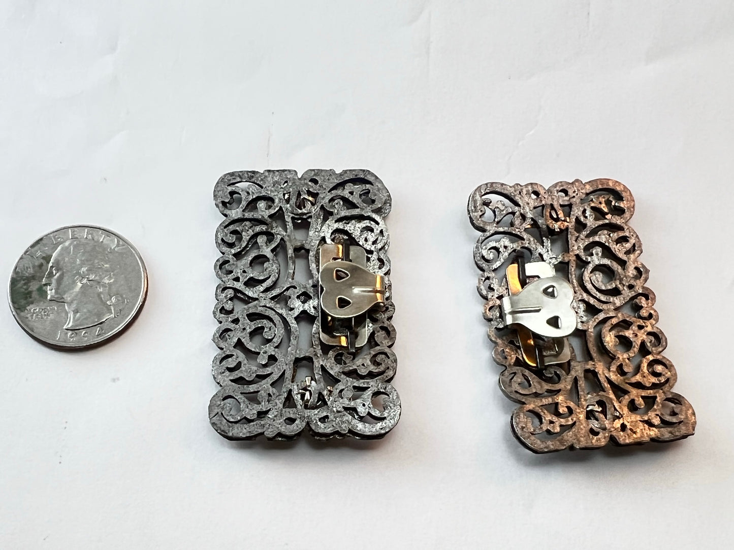 Vintage Filigree Metal Shoe Clips