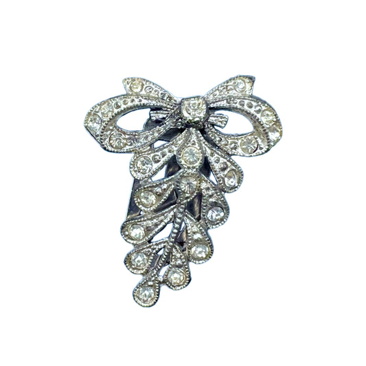 1930s Little Nemo Silver Tone Metal and Clear Rhinestone Dress Clip