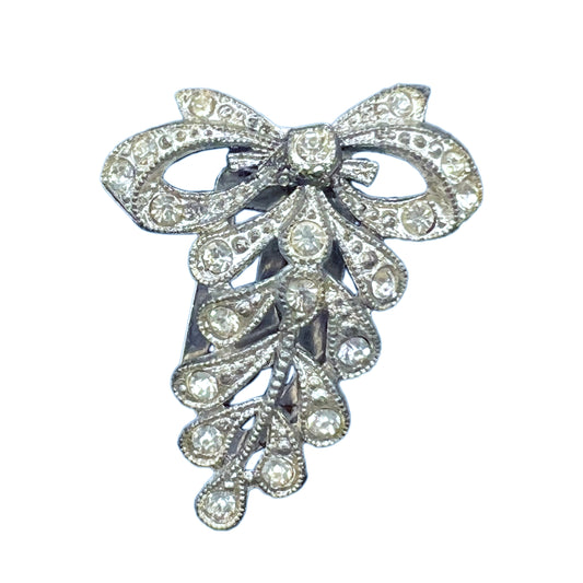 1930s Little Nemo Silver Tone Metal and Clear Rhinestone Dress Clip