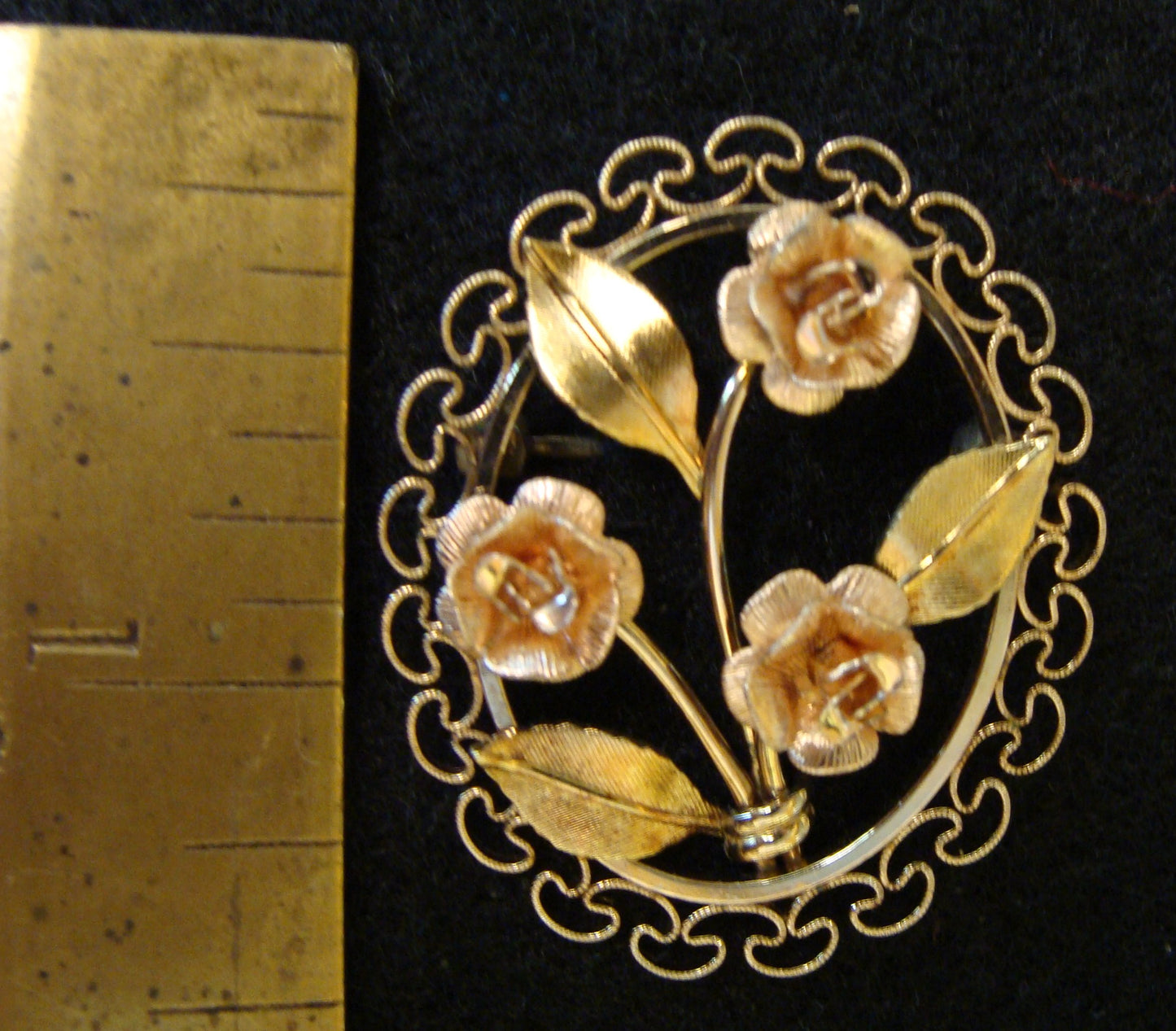 Krementz Pre-1955 Three Rose Brooch Pin