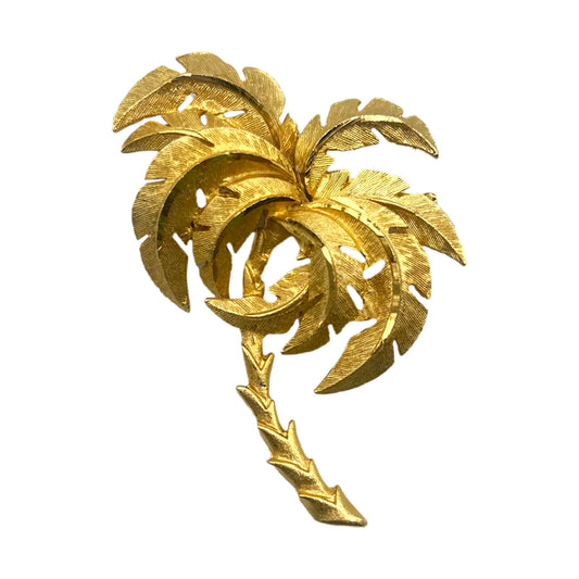 Vintage Gold Tone Palm Tree Brooch