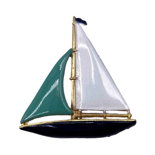 Vintage 1980s Enamel Sailboat Pin