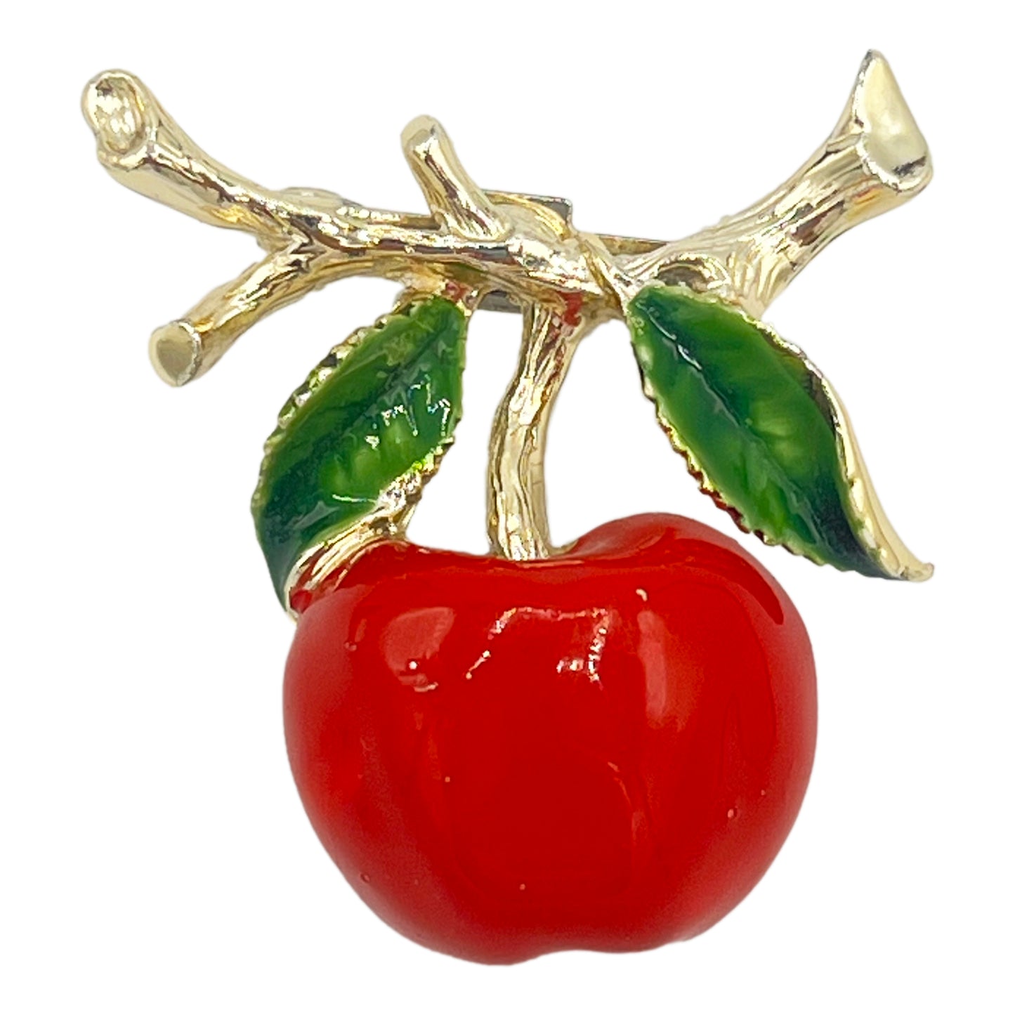 Gerry's Red Apple and Green Enamel Brooch Pin