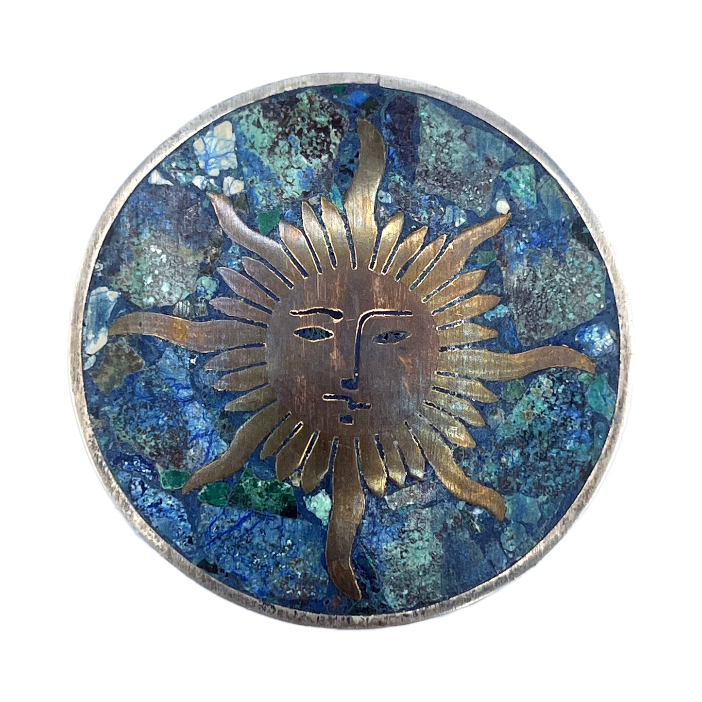 1960s Taxco SH Mexico Sterling Silver Sun Brooch/Pendant