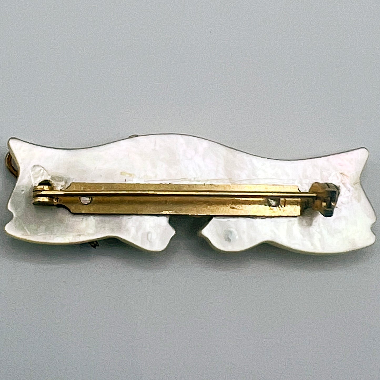 Vintage 1950s Mother-of-Pearl Doves Jacqueline Name Brooch