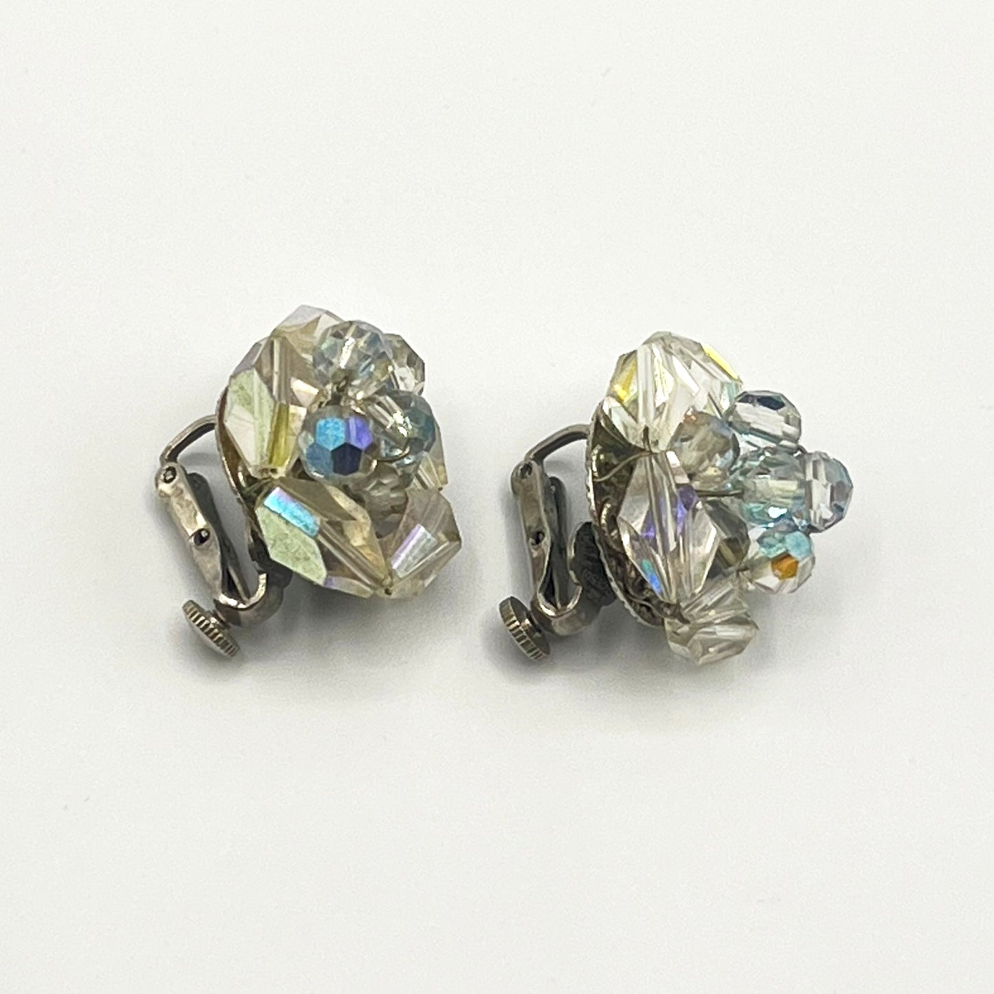 Vintage Vendome Aurora Borealis Facetted Clip Earrings