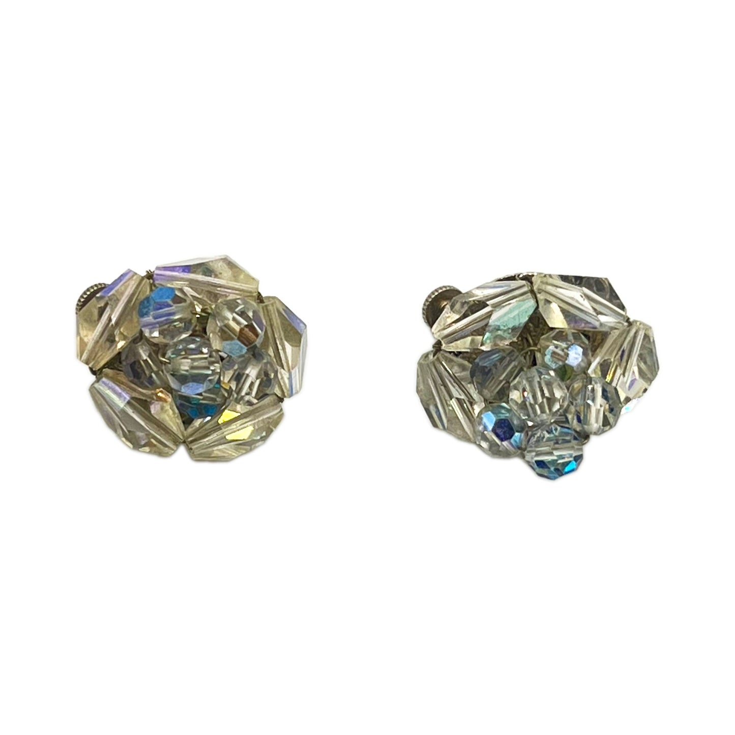 Vintage Vendome Aurora Borealis Facetted Clip Earrings