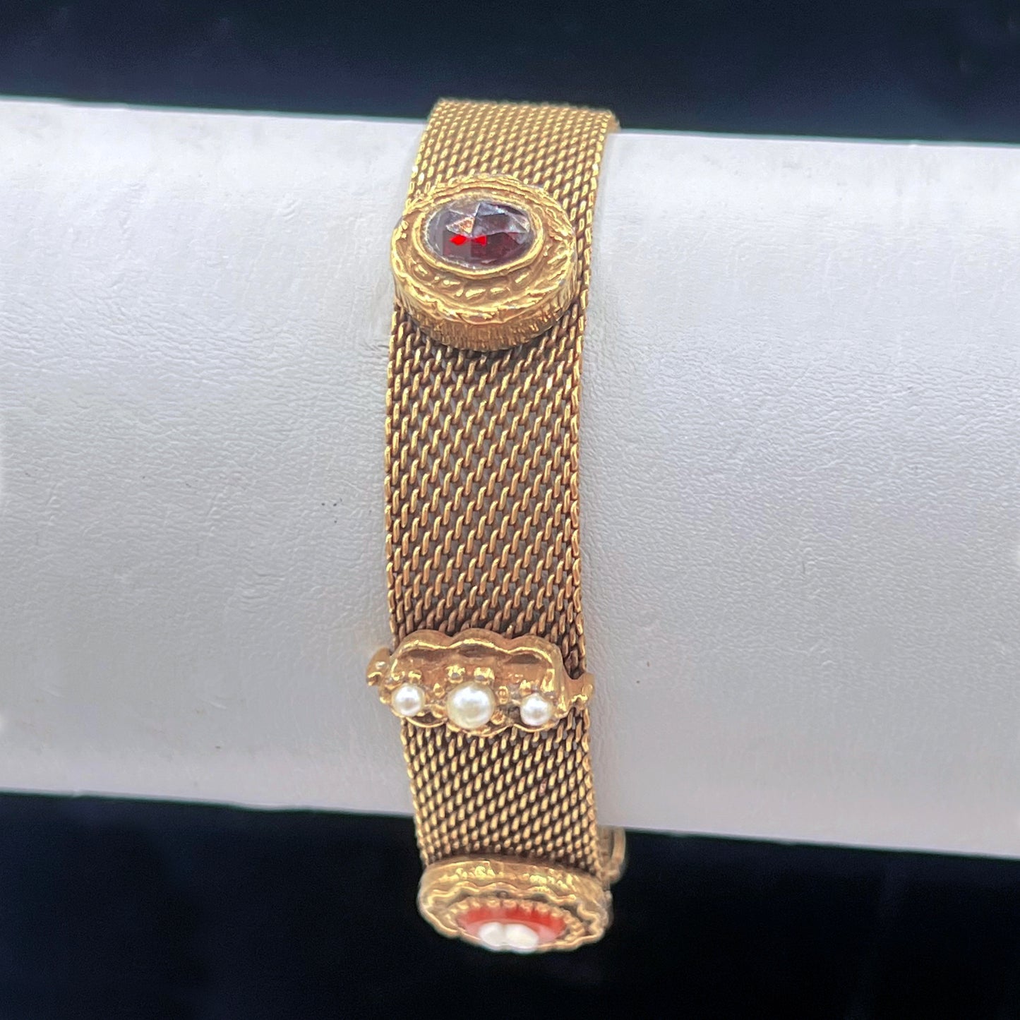 1950s Goldette NY Mesh Bracelet with Charms