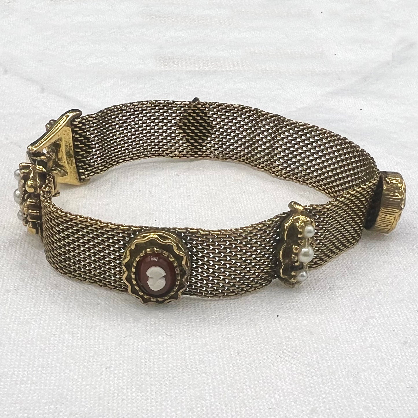 1950s Goldette NY Mesh Bracelet with Charms