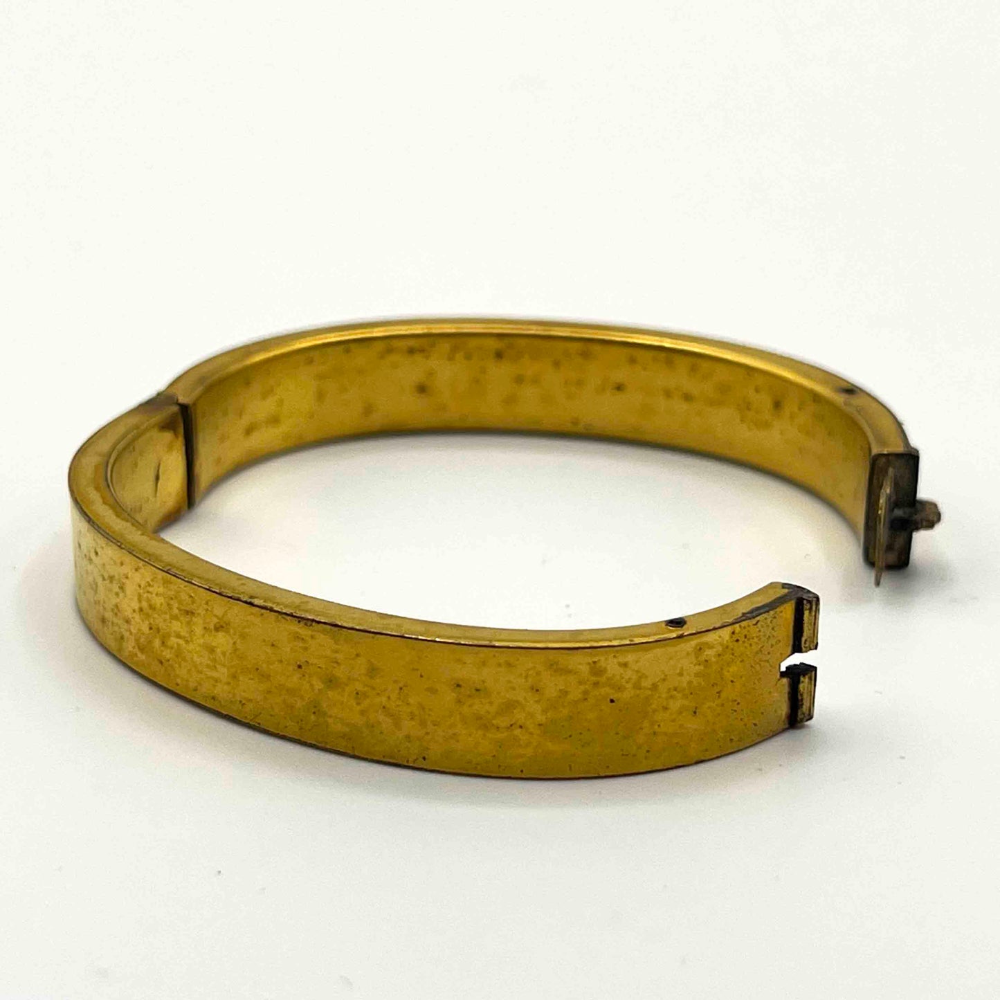 Early 1900s Bates & Bacon (B&B) Gold Tone Hinge Bangle Bracelet