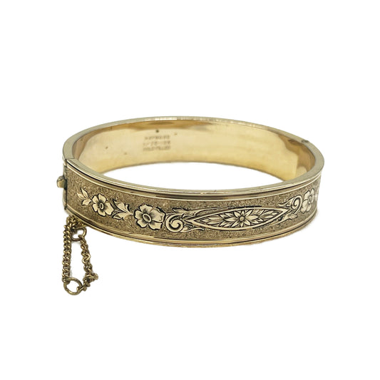 Vintage Hayward 12K Gold Filled Taille d'Épargne Bangle Bracelet