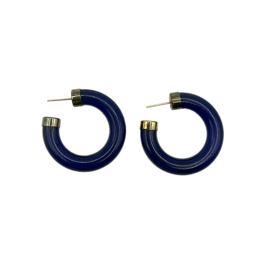 Vintage 1960s Danecraft Navy Blue Lucite hoop Earrings