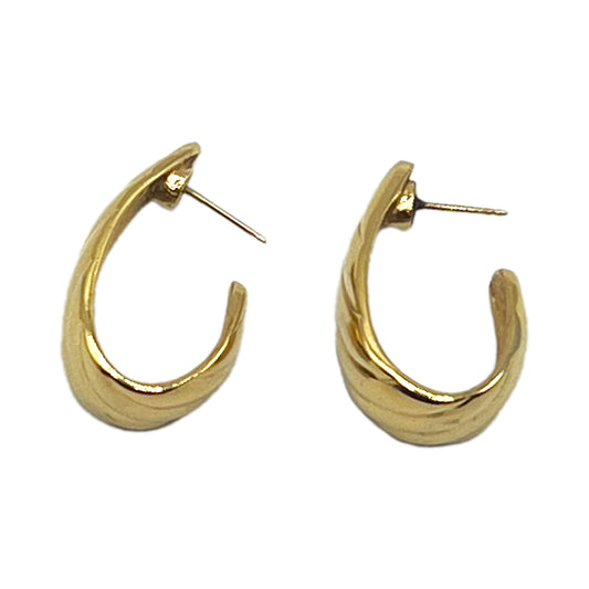 Vintage Monet Gold Tone Ribbed Half Hoop Earrings