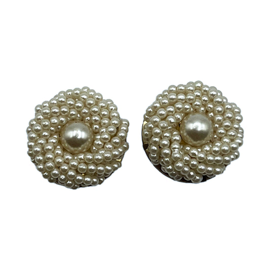 Vintage 1960s Faux Pearl Cluster Pierced Bridal Earrings