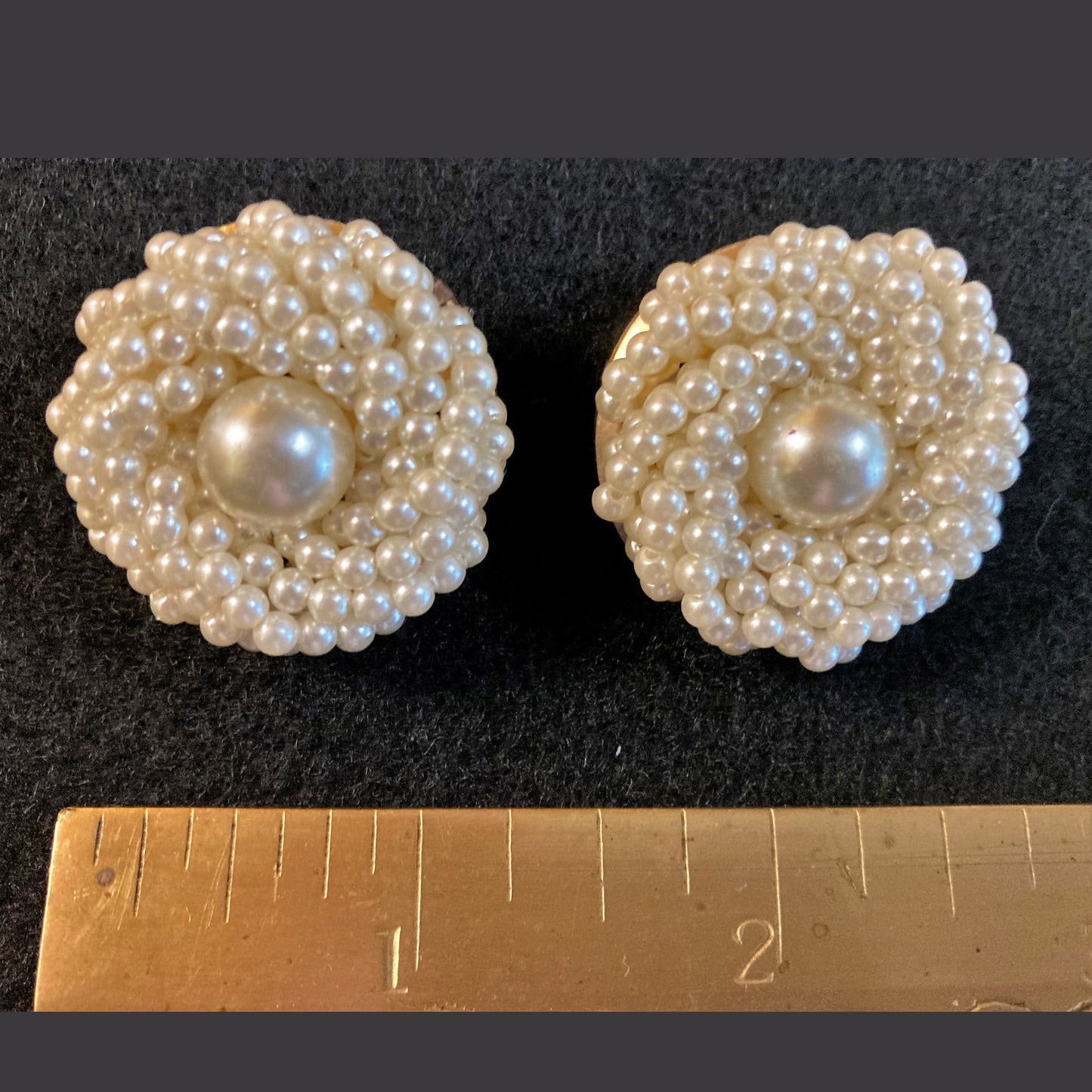 Vintage 1960s Faux Pearl Cluster Pierced Bridal Earrings