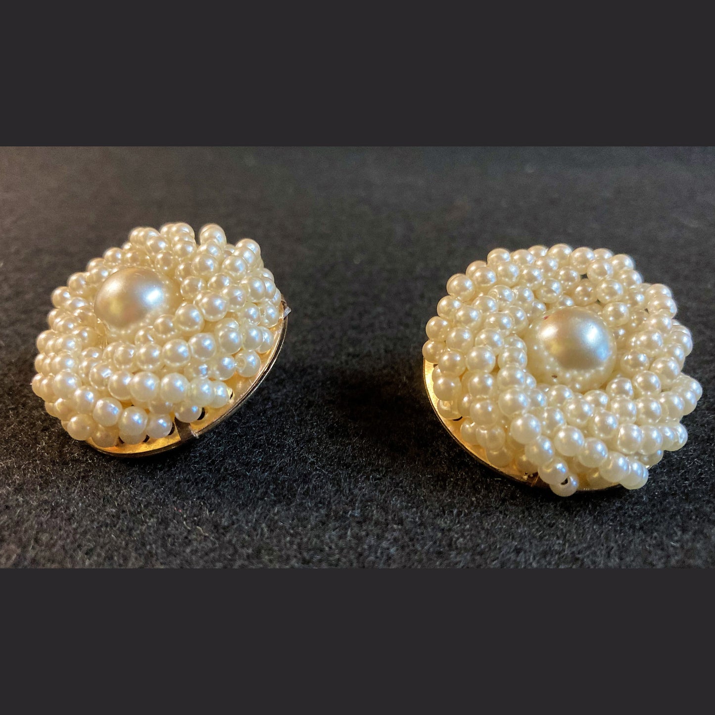 Vintage 1960s Faux Pearl Cluster Pierced Bridal Earrings