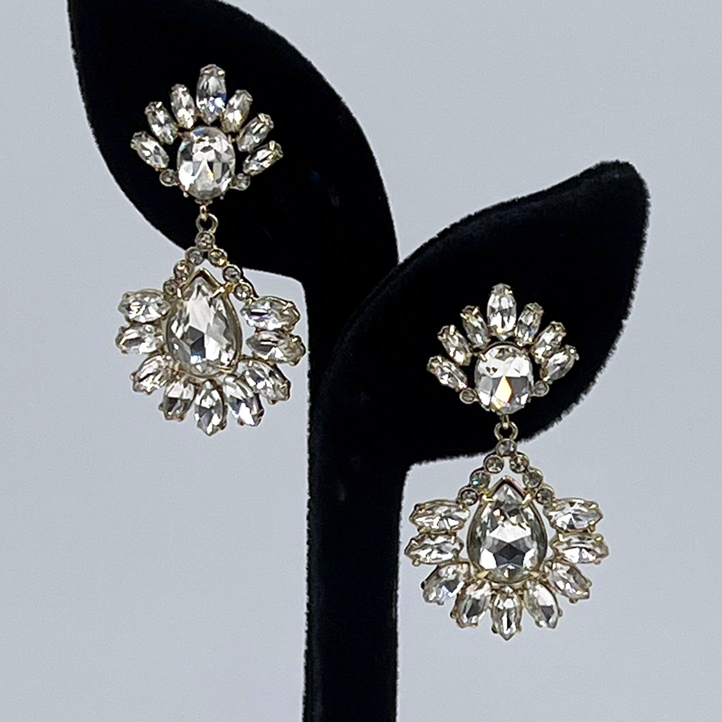 ABS Allen Schwartz Gold & Faceted Crystal Drop Earrings