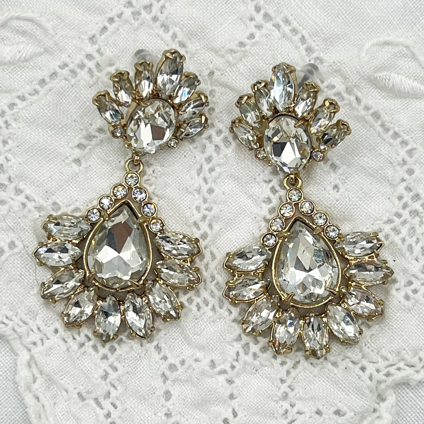 ABS Allen Schwartz Gold & Faceted Crystal Drop Earrings