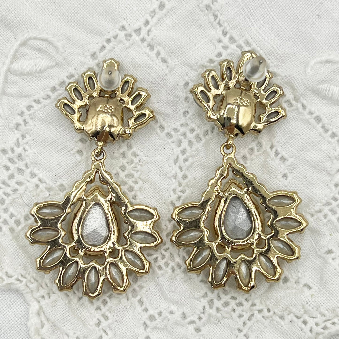ABS Allen Schwartz Gold & Faceted Crystal Drop Earrings