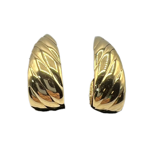 Vintage Monet Gold Tone Ribbed Half Hoop Earrings