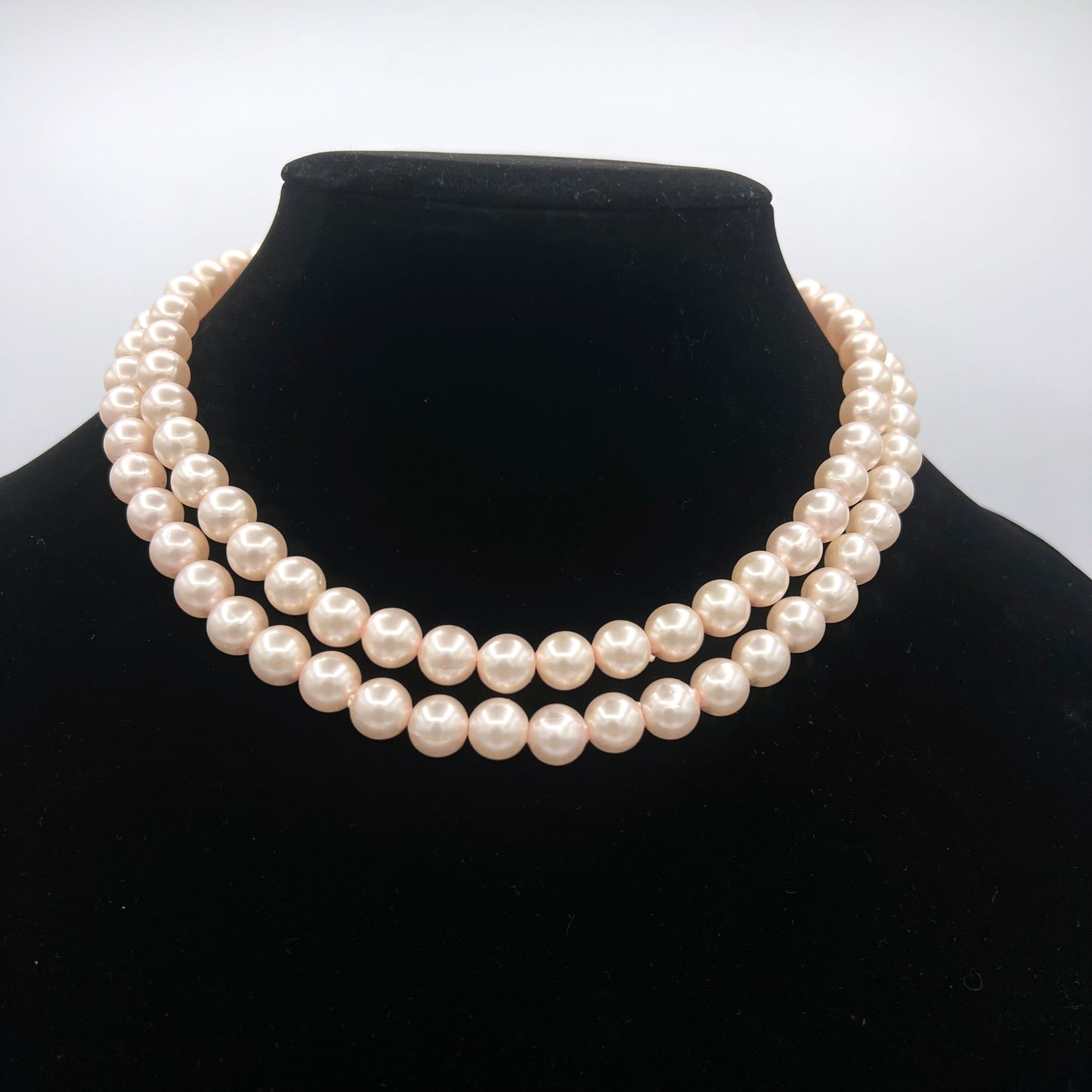 Signed HONG KONG Blush Faux Pearl Choker Necklace