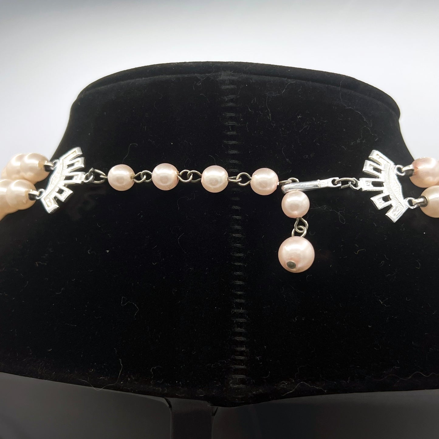 Signed HONG KONG Blush Faux Pearl Choker Necklace