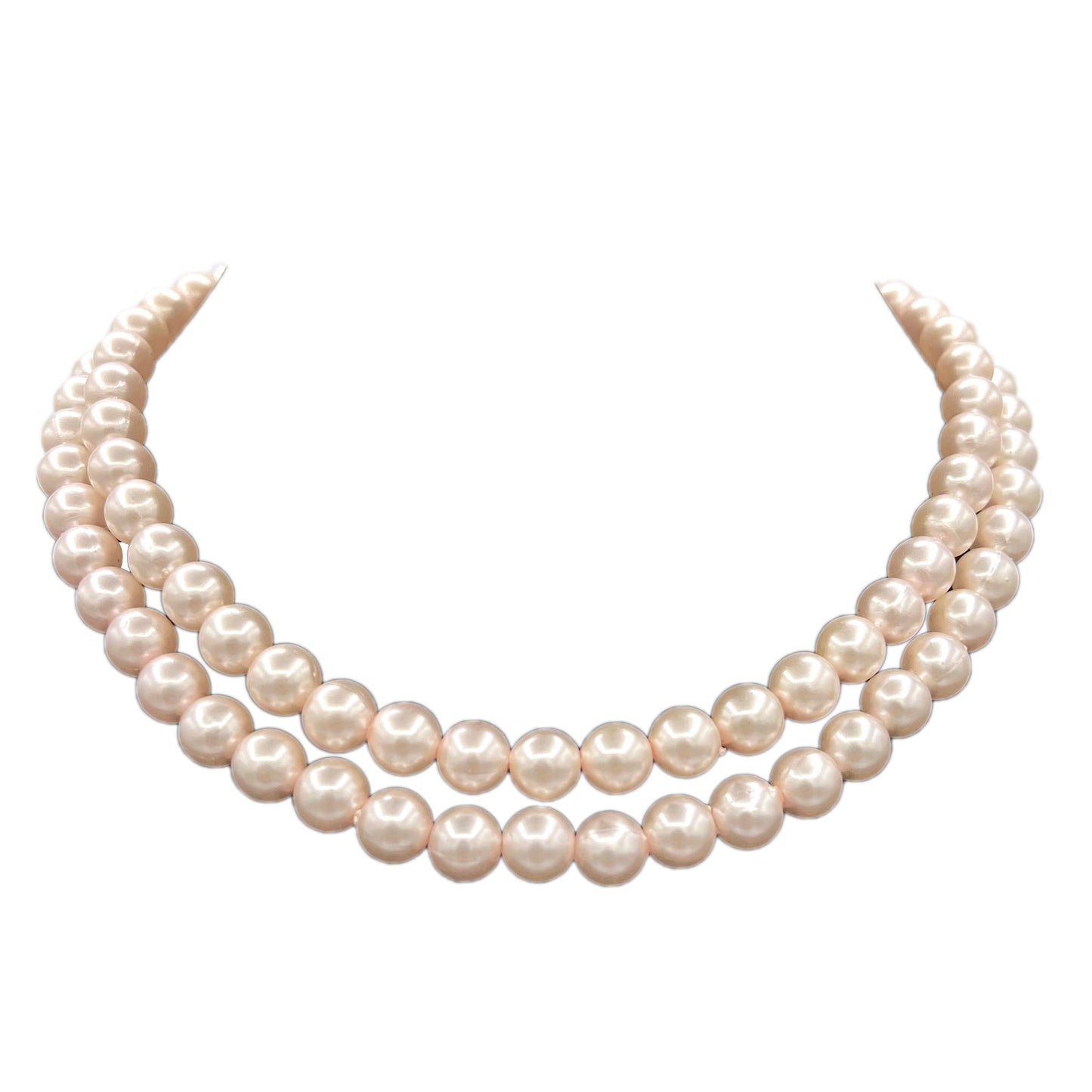 Signed HONG KONG Blush Faux Pearl Choker Necklace