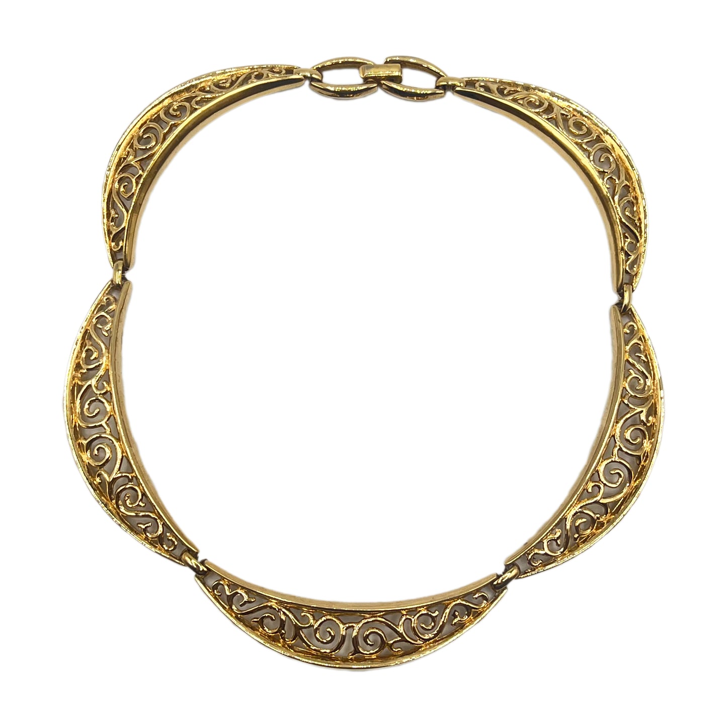 1950s Trifari Filigree Hinge Panel Necklace