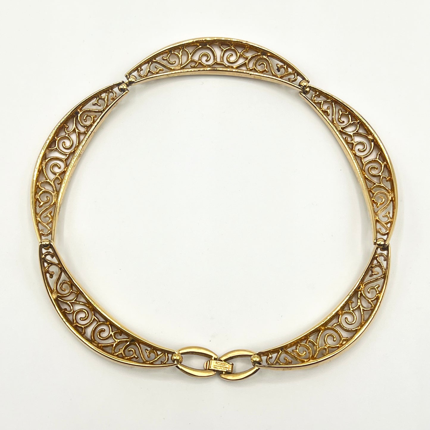 1950s Trifari Filigree Hinge Panel Necklace