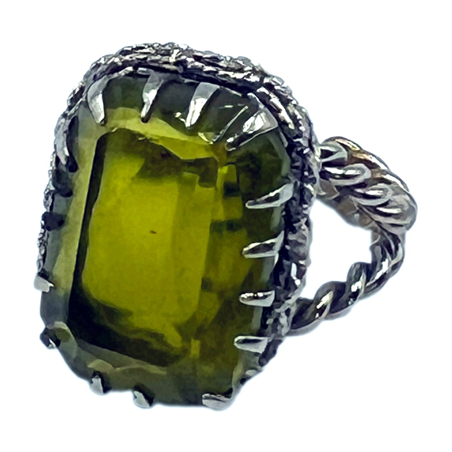 Vintage West Germany Adjustable Lime Green Gemstone Ring