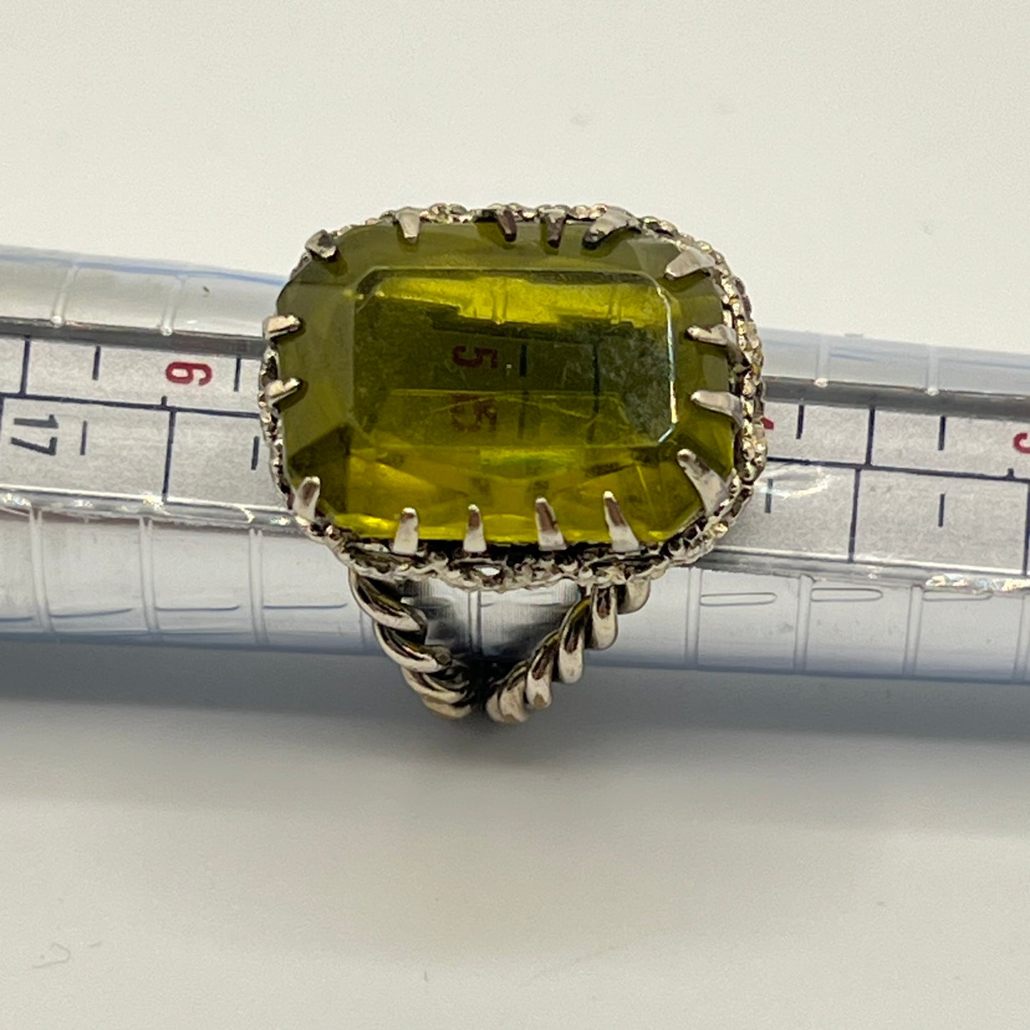 Vintage West Germany Adjustable Lime Green Gemstone Ring