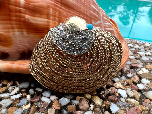 Vintage Capri Gold Tone Sea Shell Brooch