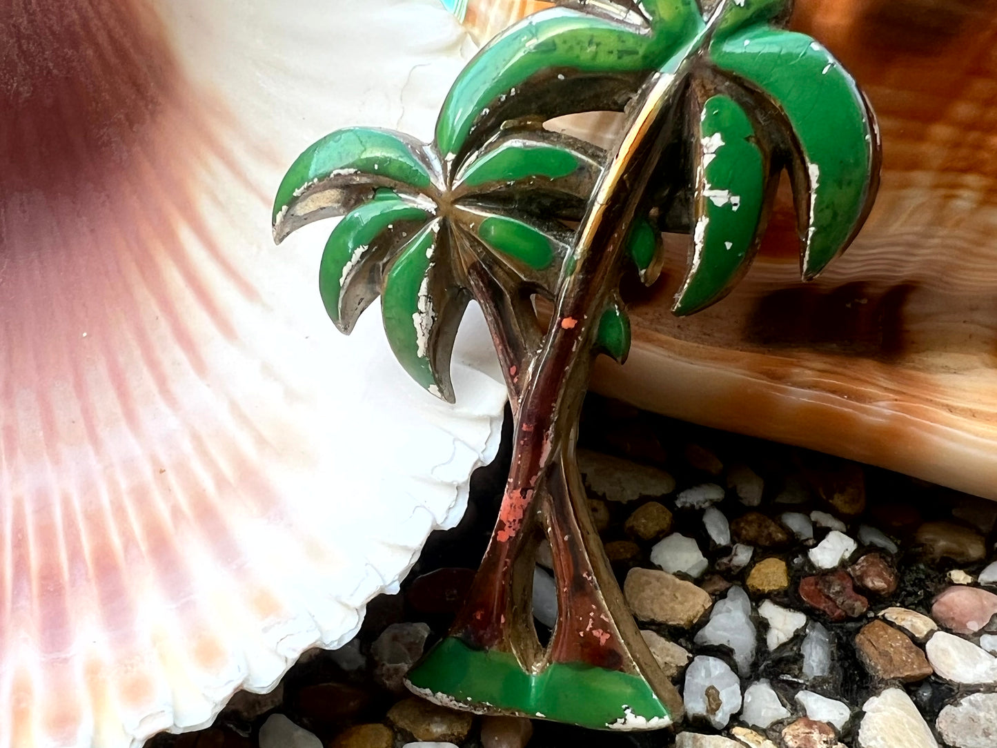 Vintage 1940s Celluloid or Plastic Palm Tree Brooch