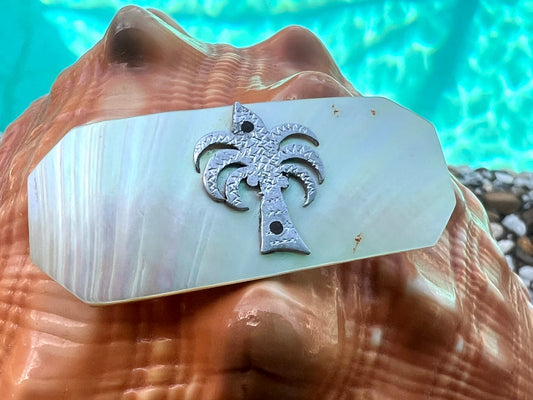 Rare Antique 1930s Mother of Pearl Palm Tree Brooch