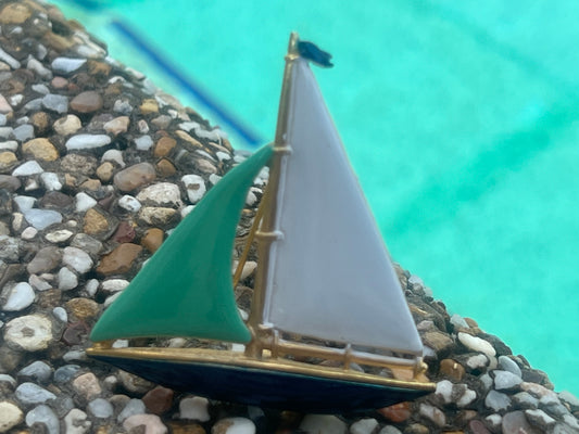 Vintage 1980s Enamel Sailboat Pin