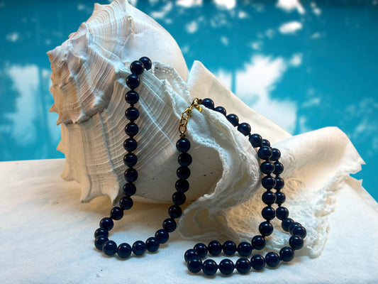 Vintage Monet Navy Blue Bead Necklace