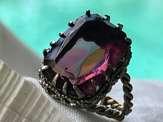 Vintage West Germany Adjustable Purple Gemstone Ring